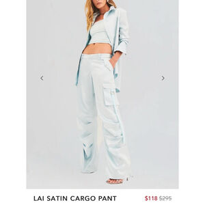 SEROYA Lai Satin Cargo Pants, NWT, Size M, $295 MSRP